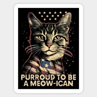 4th July Cat Purroud To Be A Meow-ican Sticker